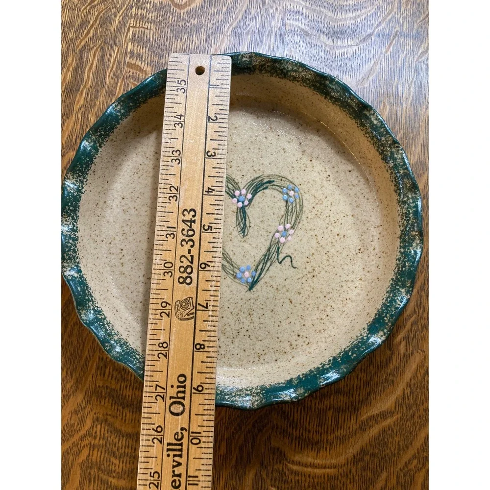Trew Furniture Galleries Studio Pottery Scalloped Heart Pie Dish Stoneware 9.75